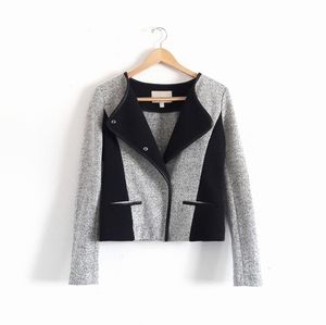 Banana Republic Gray Black Wool Moto Jacket